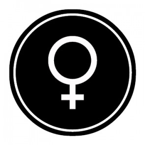 WC Toiletten Aufkleber Symbol Frau | schwarz · rund | stark haftend