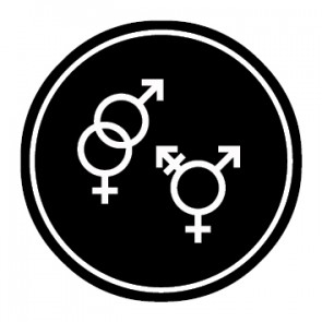 WC Toiletten Aufkleber | Symbol Herren · Damen · Transgender | rund · schwarz