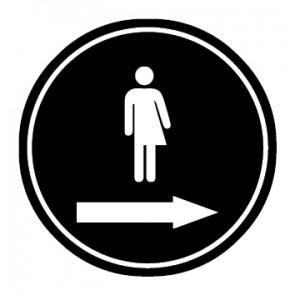 WC Toiletten Aufkleber | Piktogramm Transgender Pfeil rechts | rund · schwarz