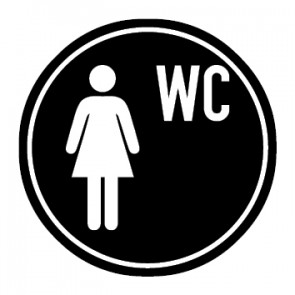 WC Toiletten Schild | Damen WC | rund · schwarz · selbstklebend
