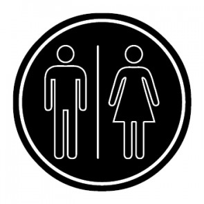 WC Toiletten Aufkleber | Herren · Damen outline | rund · schwarz