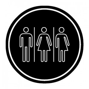 WC Toiletten Schild | Herren · Damen · Transgender outline | rund · schwarz