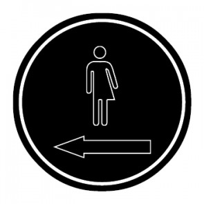 WC Toiletten Magnetschild | Transgender outline Pfeil links | rund · schwarz