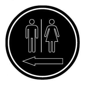 WC Toiletten Schild | Herren · Damen outline Pfeil links | rund · schwarz