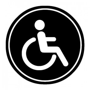 WC Toiletten Aufkleber behindertengerecht · Rollstuhl | rund · schwarz | stark haftend