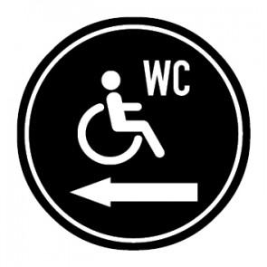 WC Toiletten Aufkleber Rollstuhl · Behinderten WC Pfeil links | rund · schwarz | stark haftend