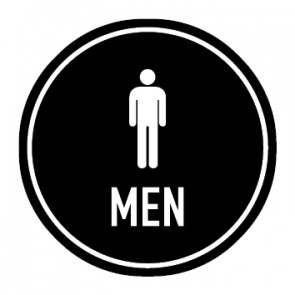 WC Toiletten Schild | Piktogramm Men | rund · schwarz · selbstklebend