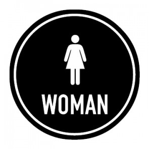 WC Toiletten Schild | Piktogramm Woman | rund · schwarz · selbstklebend
