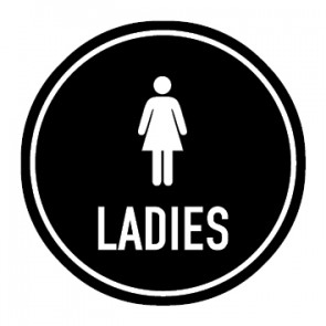 WC Toiletten Schild | Piktogramm Ladies | rund · schwarz · selbstklebend