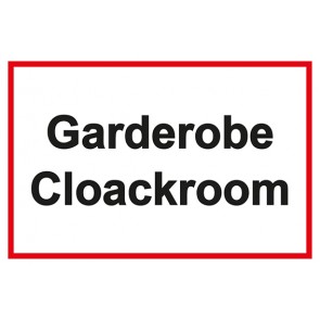 Garderobenaufkleber Garderobe · Cloackroom · weiß - rot | stark haftend