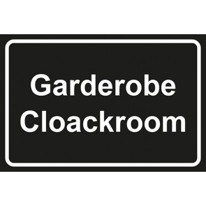 Garderobenschild Garderobe · Cloackroom · schwarz - weiß · selbstklebend