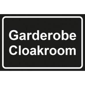 Garderobenschild Garderobe · Cloackroom · schwarz - weiß