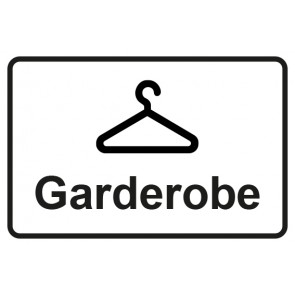 Garderobenschild Garderobe mit Bild · weiss - schwarz · Magnetschild