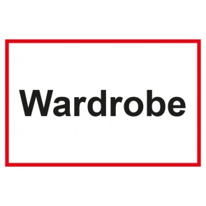 Garderobenschild Wardrobe · weiß - rot · Magnetschild