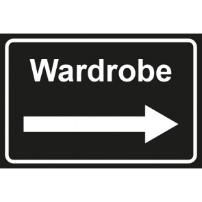 Garderobenschild Wardrobe Pfeil rechts · schwarz - weiß · Magnetschild