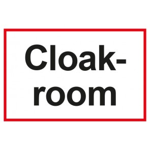 Garderobenschild Cloackroom · weiß - rot · Magnetschild
