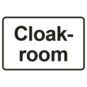 Garderobenschild Cloackroom · weiss - schwarz · selbstklebend
