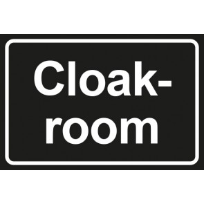 Garderobenschild Cloackroom · schwarz - weiß · selbstklebend