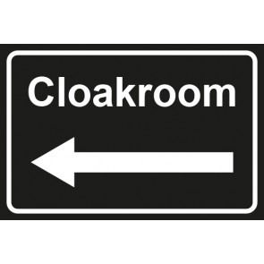 Garderobenschild Cloackroom Pfeil links · schwarz - weiß · Magnetschild