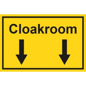 Garderobenschild Cloackroom 2 Pfeile unten · gelb · selbstklebend