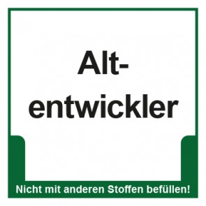 Schild Mülltrennung Altentwickler | selbstklebend