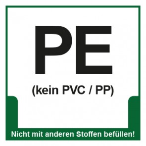Aufkleber Mülltrennung PE · Kein PVC - PP | stark haftend