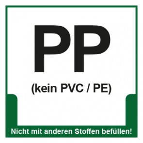 Aufkleber Mülltrennung PP · Kein PVC - PE | stark haftend