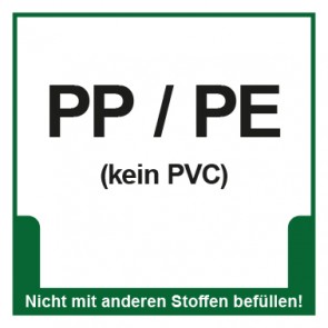 Aufkleber Mülltrennung PP - PE · Kein PVC | stark haftend