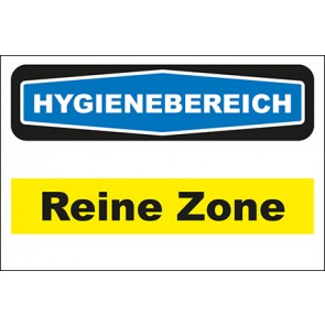Hinweisschild Hygienebereich Reine Zone gelb