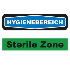 Hinweisschild Hygienebereich Sterile Zone grün