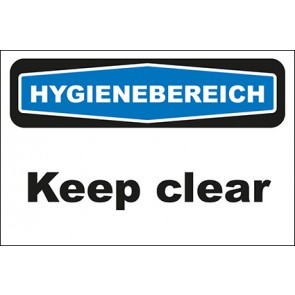 Hinweisschild Hygienebereich Keep clear · selbstklebend