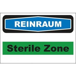 Hinweisschild Reinraum Sterile Zone grün