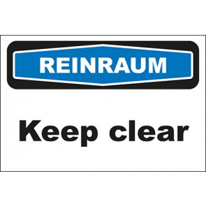 Hinweisschild Reinraum Keep clear · selbstklebend