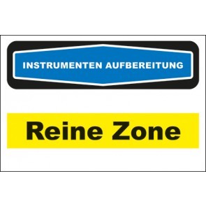 Hinweis-Aufkleber Instrumentenaufbereitung Reine Zone gelb