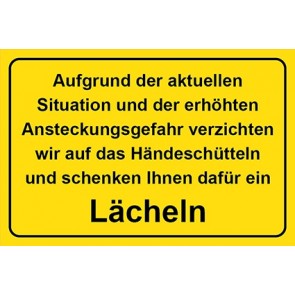 Hinweis-Schild Kein Händeschütteln | gelb · schwarz · MAGNETSCHILD