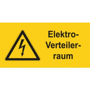 Warnhinweis Schild Elektrotechnik Elektro-Verteilerraum · mit Warnzeichen