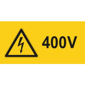 Warnschild Elektrotechnik 400V · mit Warnzeichen selbstklebend