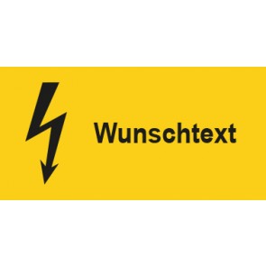 Warnschild Elektrotechnik Wunschtext · mit Blitz Symbol selbstklebend