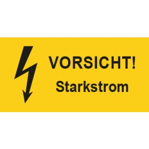 Warnhinweis Aufkleber Elektrotechnik Vorsicht Starkstrom · mit Blitz Symbol | stark haftend