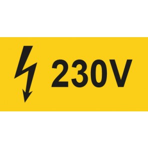 Warnschild Elektrotechnik 230V · mit Blitz Symbol selbstklebend