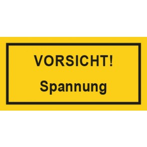 Warnhinweis Schild Elektrotechnik Vorsicht Spannung · mit Rahmen