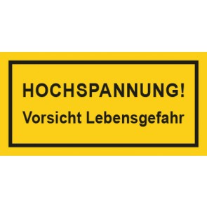 Warnhinweis Schild Elektrotechnik Hochspannung Vorsicht Lebensgefahr · mit Rahmen