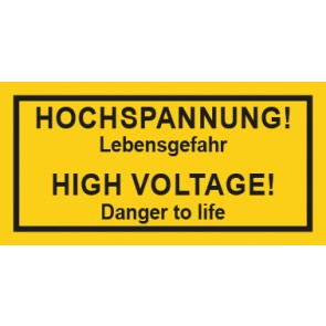 Warnhinweis Schild Elektrotechnik Hochspannung-Lebensgefahr D-E · mit Rahmen