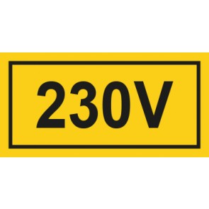 Warnschild Elektrotechnik 230V · mit Rahmen selbstklebend