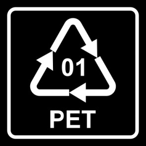 Aufkleber Recycling Code 01 · PET · Polyethylenterephthalat  | viereckig · schwarz | stark haftend