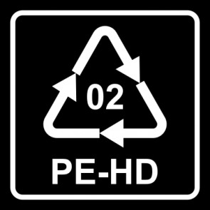 Schild Recycling Code 02 · PEHD · High Density Polyethylen (hochdichtes Polyethylen) | viereckig · schwarz
