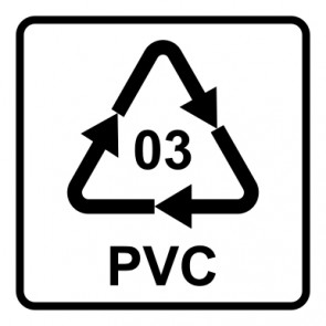 Schild Recycling Code 03 · PVC · Polyvinylchlorid | viereckig · weiß | selbstklebend