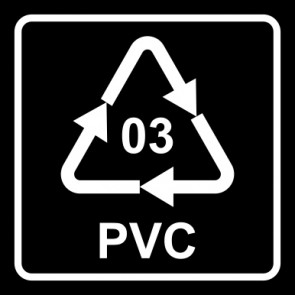 Aufkleber Recycling Code 03 · PVC · Polyvinylchlorid | viereckig · schwarz | stark haftend