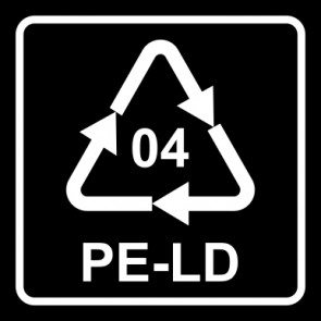 Aufkleber Recycling Code 04 · PELD · Low Density Polyethylen (Polyethylen niedriger Dichte) | viereckig · schwarz