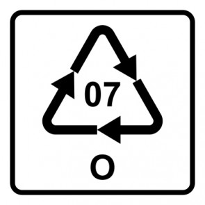 Magnetschild Recycling Code 07 · O · andere Kunststoffe wie Polyamid, ABS oder Acryl | viereckig · weiß